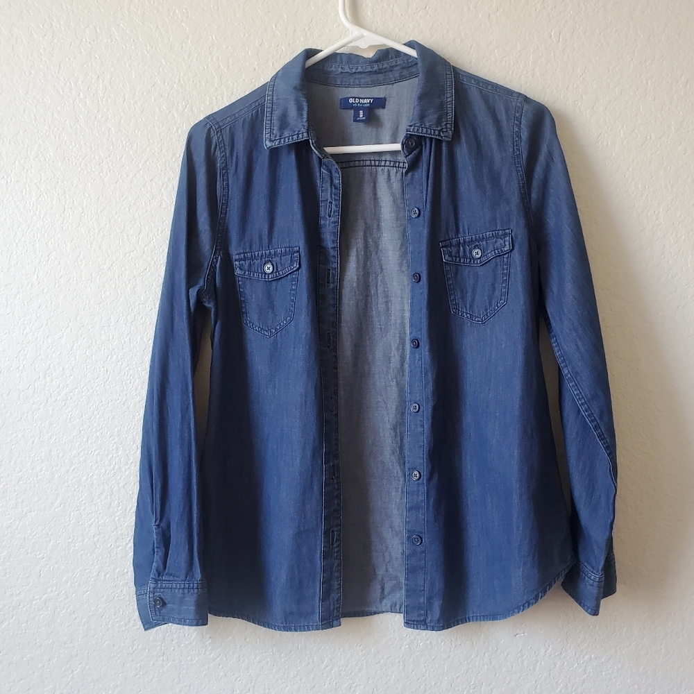 Old Navy Womans Dark Blue Button Down Top